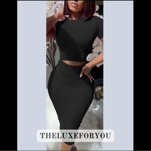 Black 2 pcs halter and skirt